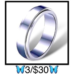Stainless Steel Silver Tone Fidget Spinner Band Ring, Unisex Size 7